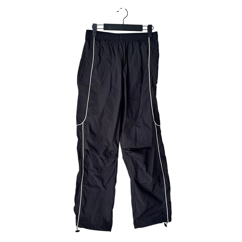 BDG Black Nylon Track Pants White Piping Joggers XS Toggle Hem Streetwear